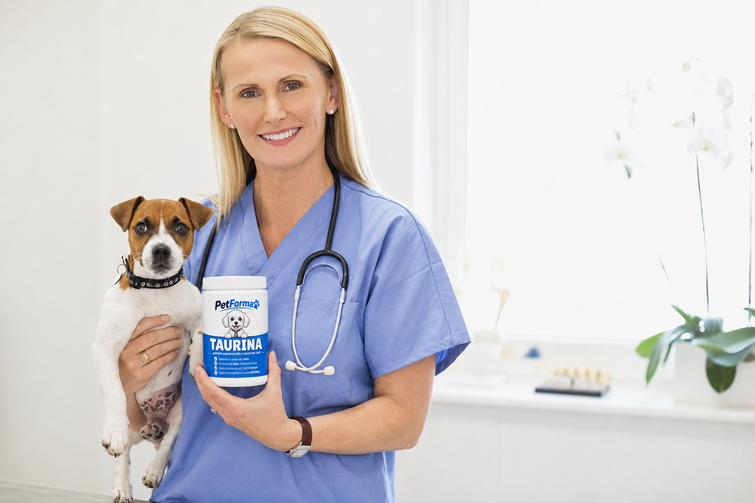 Cane di un cliente Petforma con il barattolo