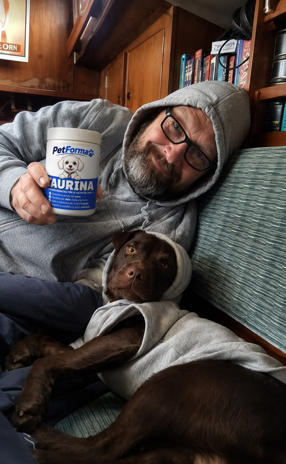 Cane di un cliente Petforma con il barattolo