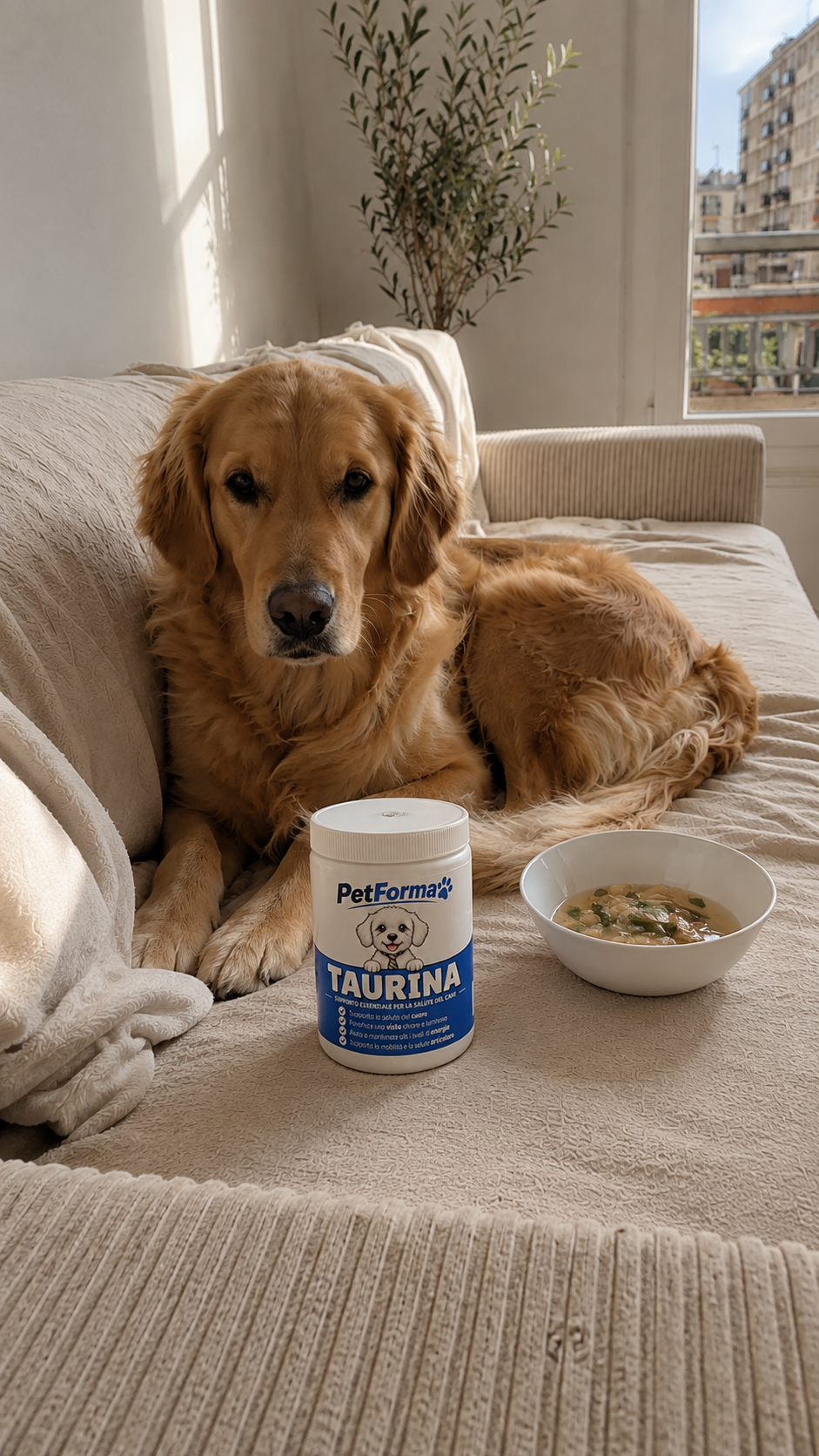 Cane di un cliente Petforma con il barattolo
